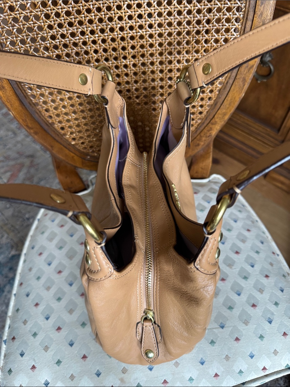 Coach Light Camel Leather Shoulder Hobo Bag with Gold Hardware - Picture 7 of 15